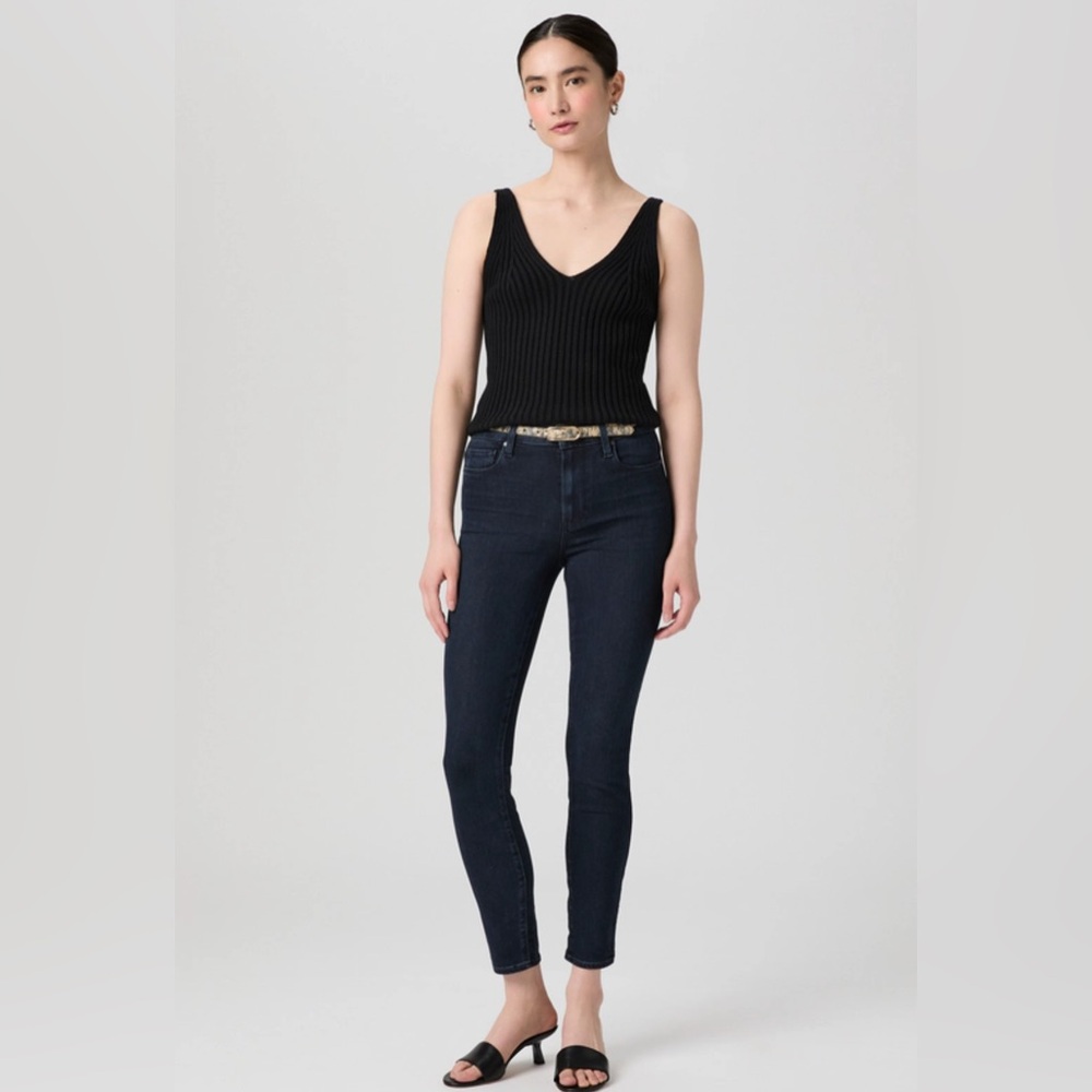 Paige Hoxton Ankle Skinny Transcend Cherie Blue Dark Wash Jeans Size: 25